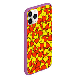 Чехол iPhone 11 Pro матовый Красно-желтые сердца, цвет: 3D-фиолетовый — фото 2