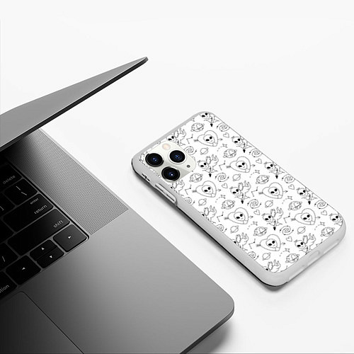 Чехол iPhone 11 Pro матовый Инопланетный купидон целится в сердце в космосе / 3D-Белый – фото 3