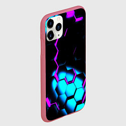 Чехол iPhone 11 Pro матовый Неоновая броня fortnite, цвет: 3D-малиновый — фото 2