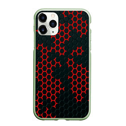 Чехол iPhone 11 Pro матовый Текстура соты, цвет: 3D-салатовый