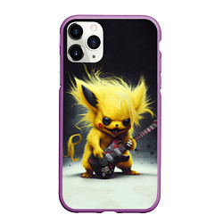 Чехол iPhone 11 Pro матовый Rocker Pikachu, цвет: 3D-фиолетовый