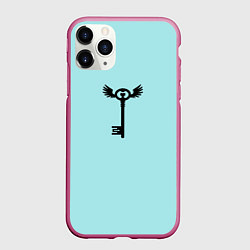 Чехол iPhone 11 Pro матовый Ключик к замочку голубой, цвет: 3D-малиновый