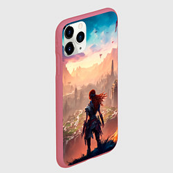 Чехол iPhone 11 Pro матовый Horizon пейзаж, цвет: 3D-малиновый — фото 2