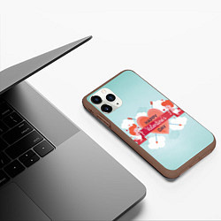 Чехол iPhone 11 Pro матовый Ангелочки на день святого валентина, цвет: 3D-коричневый — фото 2