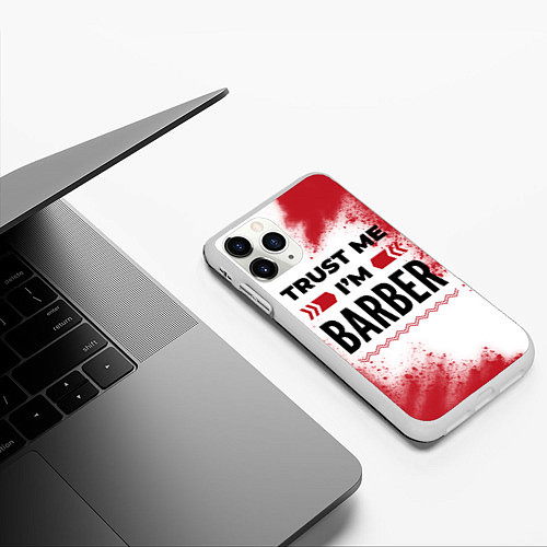 Чехол iPhone 11 Pro матовый Trust me Im barber white / 3D-Белый – фото 3