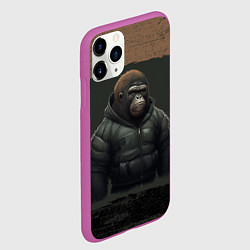Чехол iPhone 11 Pro матовый Горилла в пуховике, цвет: 3D-фиолетовый — фото 2