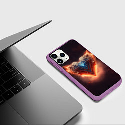 Чехол iPhone 11 Pro матовый Каменное сердце в неоновом красном электрическом с, цвет: 3D-фиолетовый — фото 2
