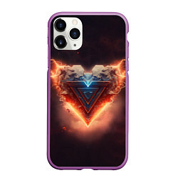 Чехол iPhone 11 Pro матовый Каменное сердце в неоновом красном электрическом с, цвет: 3D-фиолетовый