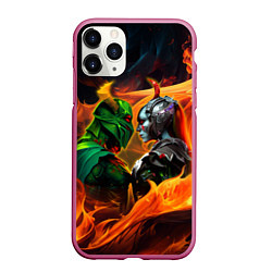 Чехол iPhone 11 Pro матовый Wraith King and Gueen of Pain, цвет: 3D-малиновый