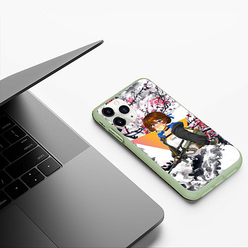 Чехол iPhone 11 Pro матовый Девушка с AUG / 3D-Салатовый – фото 3