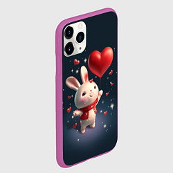 Чехол iPhone 11 Pro матовый Кролик с шариком, цвет: 3D-фиолетовый — фото 2