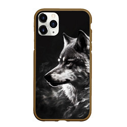 Чехол iPhone 11 Pro матовый Волк в белом дыму, цвет: 3D-коричневый