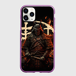 Чехол iPhone 11 Pro матовый Самурай и иероглифы, цвет: 3D-фиолетовый