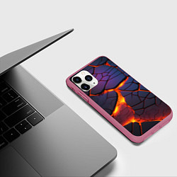Чехол iPhone 11 Pro матовый Неоновая лава - течение, цвет: 3D-малиновый — фото 2
