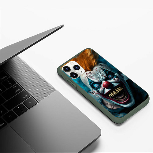 Чехол iPhone 11 Pro матовый Бешенный клоун / 3D-Темно-зеленый – фото 3