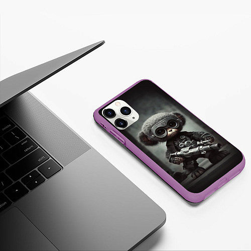 Чехол iPhone 11 Pro матовый Монстр терминатор / 3D-Фиолетовый – фото 3