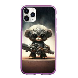 Чехол iPhone 11 Pro матовый Cute animal with a gun, цвет: 3D-фиолетовый