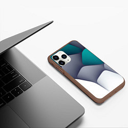 Чехол iPhone 11 Pro матовый Серо-бело-синий каменный паттерн, цвет: 3D-коричневый — фото 2