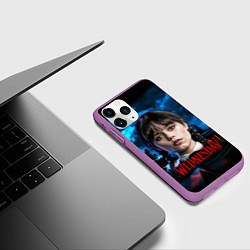 Чехол iPhone 11 Pro матовый Wednesday horror, цвет: 3D-фиолетовый — фото 2