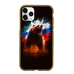Чехол iPhone 11 Pro матовый Ярость Медведя, цвет: 3D-коричневый