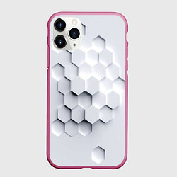 Чехол iPhone 11 Pro матовый Серый соты, цвет: 3D-малиновый