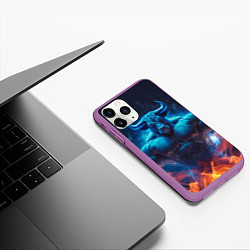 Чехол iPhone 11 Pro матовый Накаченный бык, цвет: 3D-фиолетовый — фото 2