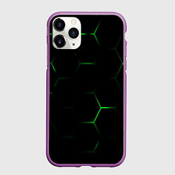 Чехол iPhone 11 Pro матовый Соты бронированный стиль, цвет: 3D-фиолетовый