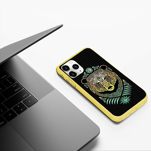 Чехол iPhone 11 Pro матовый Языческий бог Велес / 3D-Желтый – фото 3