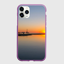 Чехол iPhone 11 Pro матовый Санкт-Петербург, закат на Финском заливе, цвет: 3D-фиолетовый