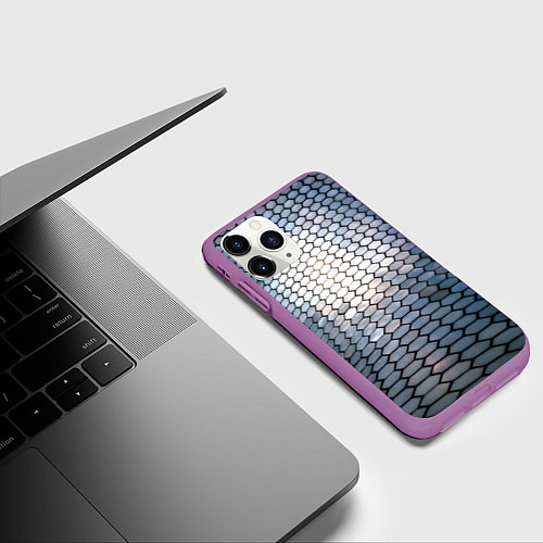 Чехол iPhone 11 Pro матовый Кольчуга доспехи среднивековья / 3D-Фиолетовый – фото 3