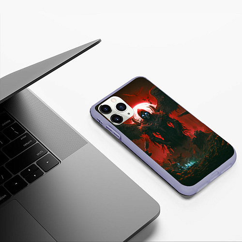 Чехол iPhone 11 Pro матовый Крылатый демон / 3D-Светло-сиреневый – фото 3