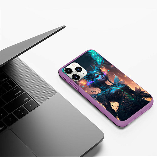 Чехол iPhone 11 Pro матовый Волшебная девушка / 3D-Фиолетовый – фото 3