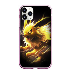 Чехол iPhone 11 Pro матовый Покемон Джолтеон и молния, цвет: 3D-розовый