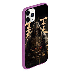 Чехол iPhone 11 Pro матовый Самурай и надписи, цвет: 3D-фиолетовый — фото 2