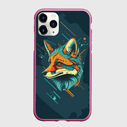 Чехол iPhone 11 Pro матовый Загадочный лис, цвет: 3D-малиновый
