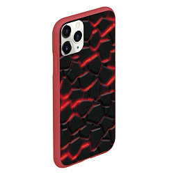 Чехол iPhone 11 Pro матовый Красный неон и плиты, цвет: 3D-красный — фото 2