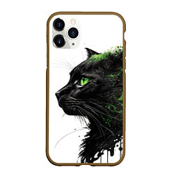 Чехол iPhone 11 Pro матовый Кот с зелеными глазами, цвет: 3D-коричневый