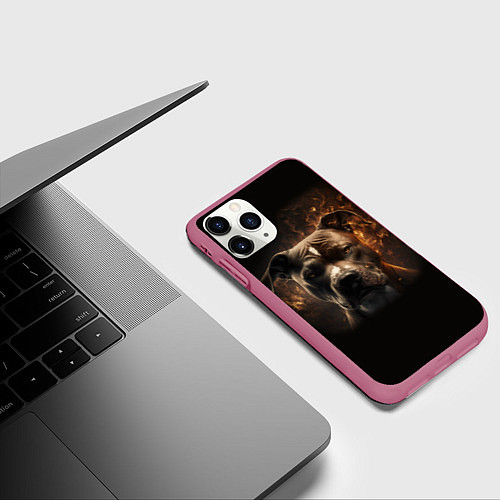 Чехол iPhone 11 Pro матовый Стафф - огонь / 3D-Малиновый – фото 3