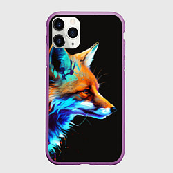 Чехол iPhone 11 Pro матовый Красочная лисичка, цвет: 3D-фиолетовый