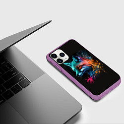 Чехол iPhone 11 Pro матовый Неоновая лисичка, цвет: 3D-фиолетовый — фото 2