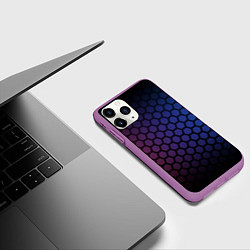 Чехол iPhone 11 Pro матовый Abstract hexagon fon, цвет: 3D-фиолетовый — фото 2