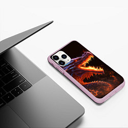 Чехол iPhone 11 Pro матовый Огненный дракон, цвет: 3D-розовый — фото 2