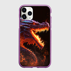 Чехол iPhone 11 Pro матовый Огненный дракон, цвет: 3D-фиолетовый