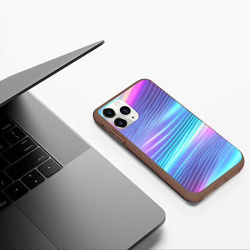 Чехол iPhone 11 Pro матовый Голубое сияние / 3D-Коричневый – фото 3