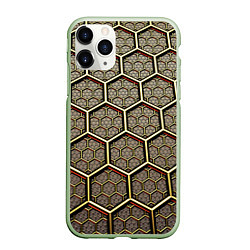 Чехол iPhone 11 Pro матовый Броня из колец, цвет: 3D-салатовый