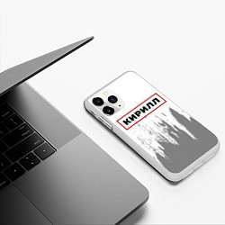 Чехол iPhone 11 Pro матовый Кирилл - в красной рамке на светлом, цвет: 3D-белый — фото 2