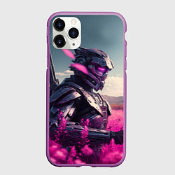 Чехол iPhone 11 Pro матовый Робо-самурай, цвет: 3D-фиолетовый