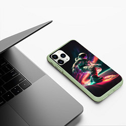 Чехол iPhone 11 Pro матовый Cosmonaut space surfing, цвет: 3D-салатовый — фото 2