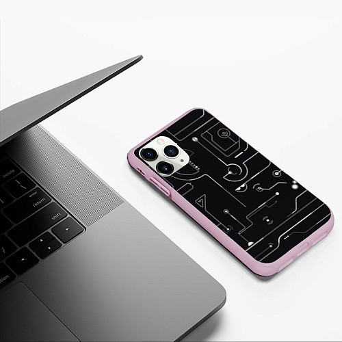 Чехол iPhone 11 Pro матовый Зелёный абстрактный игровой / 3D-Розовый – фото 3