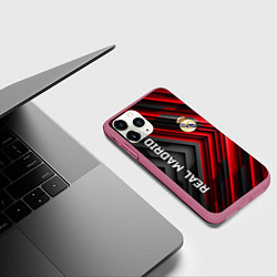 Чехол iPhone 11 Pro матовый Real Madrid art, цвет: 3D-малиновый — фото 2